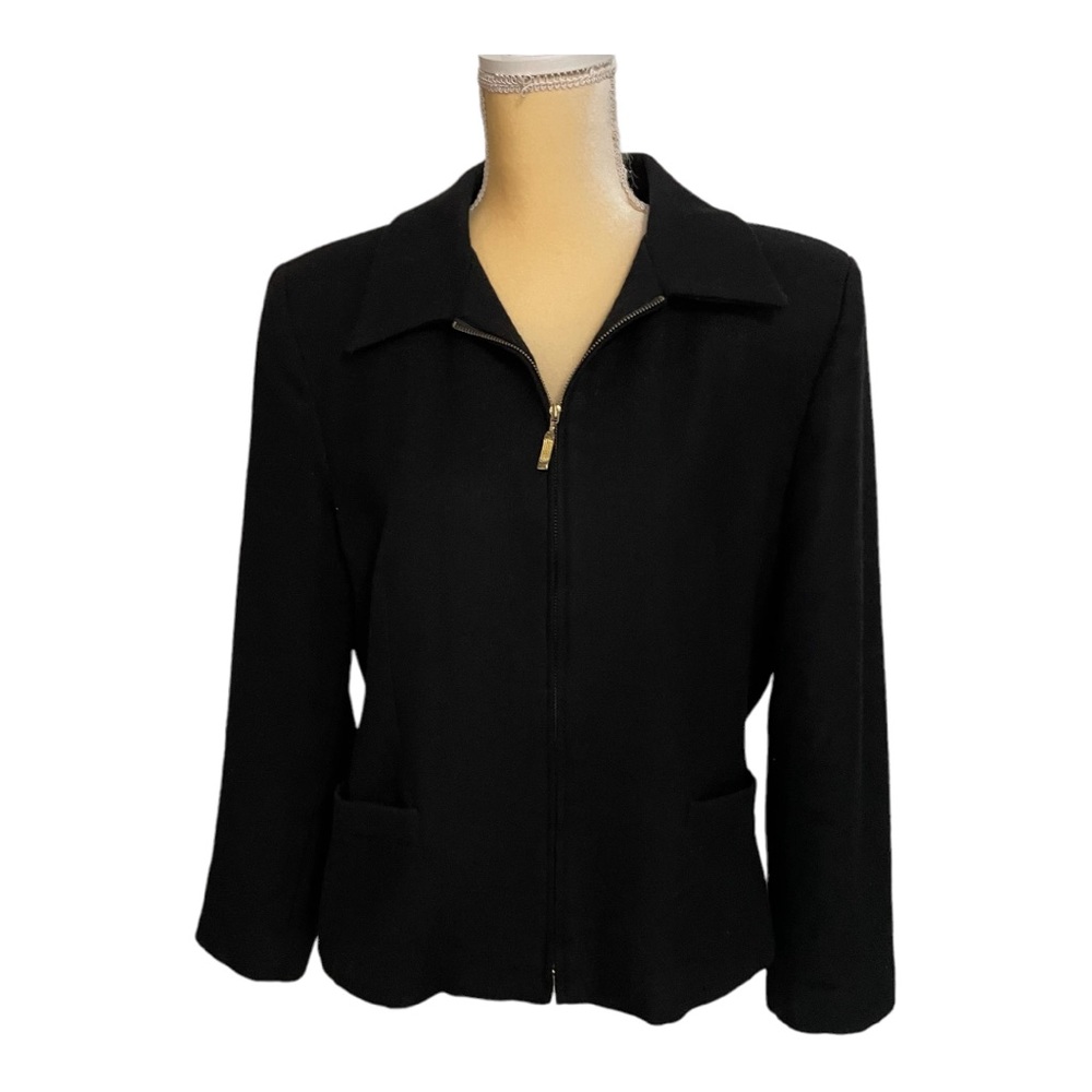 Vintage Savannah‎ Wool Black Zip Up Jacket X- Large (14) Office Siren